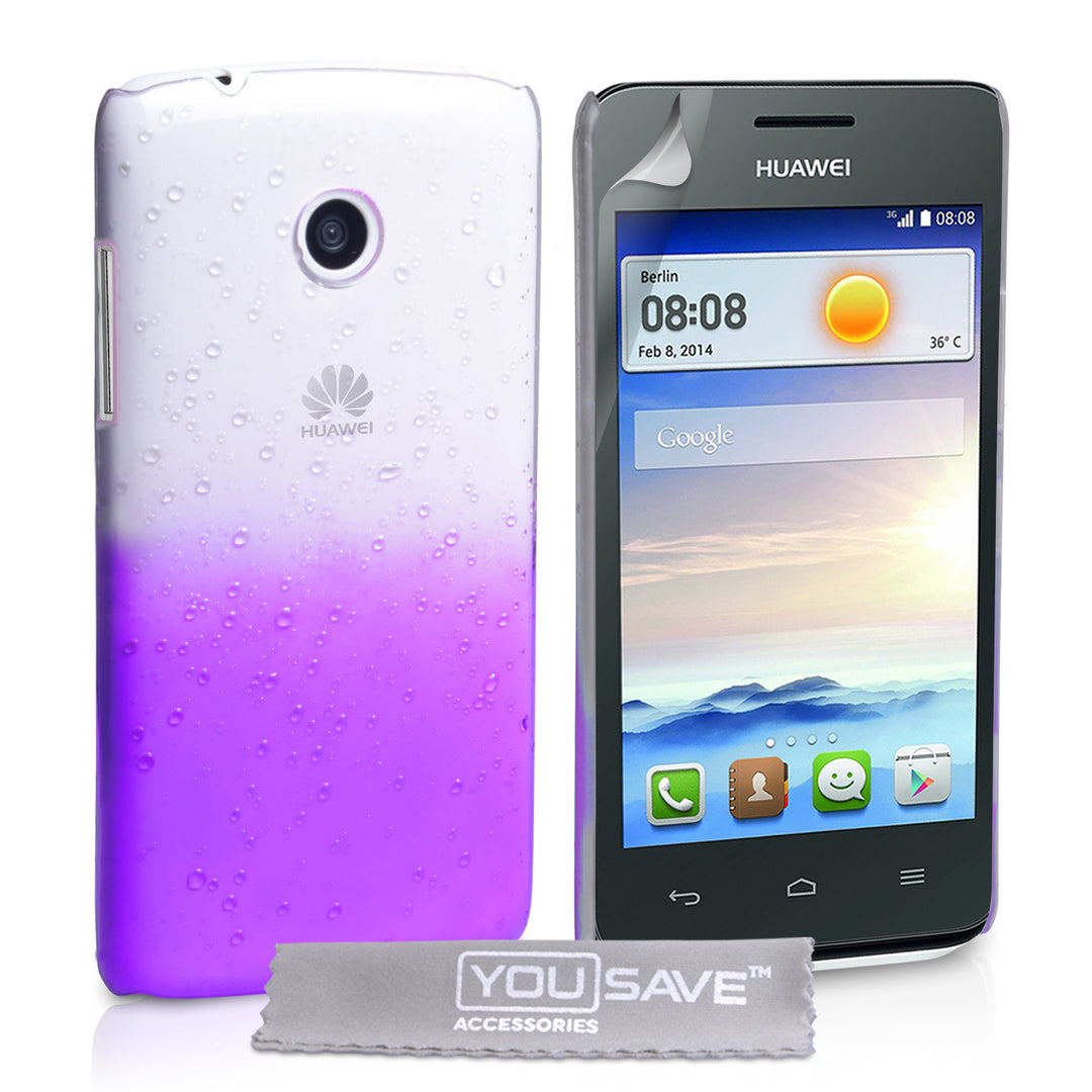 YouSave Huawei Ascend Y330 Raindrop Hard Case - Purple-Clear