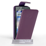 YouSave Huawei Ascend Y330 Leather-Effect Flip Case - Purple