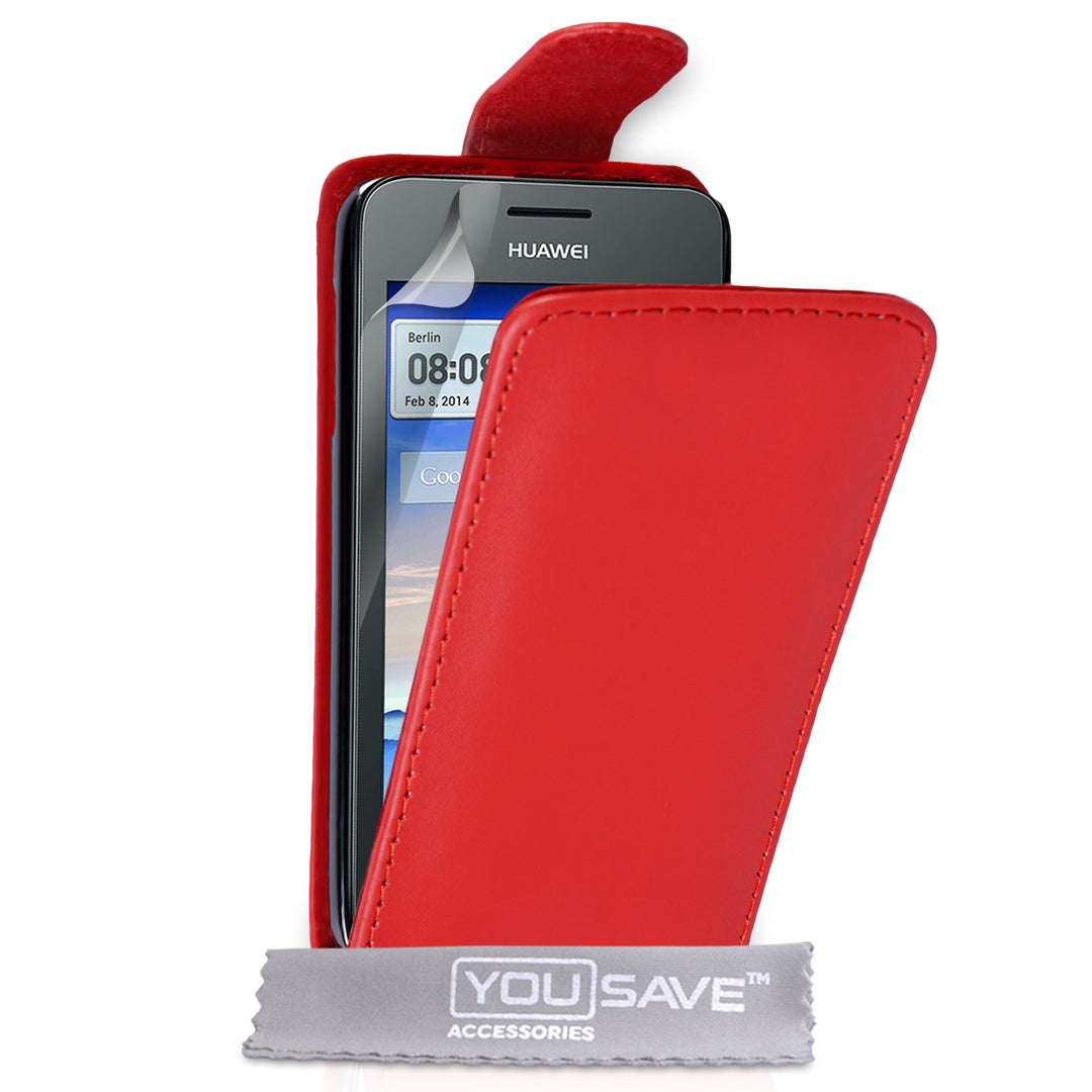 YouSave Accessories Huawei Ascend Y330 Leather-Effect Flip Case - Red