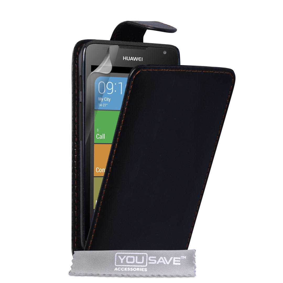 YouSave Huawei Ascend Y530 Leather-Effect Flip Case - Black
