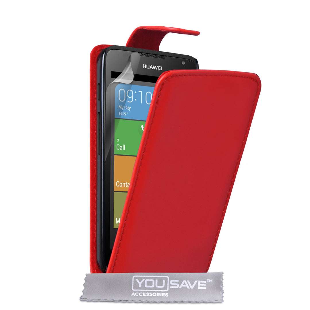 YouSave Accessories Huawei Ascend Y530 Leather-Effect Flip Case - Red