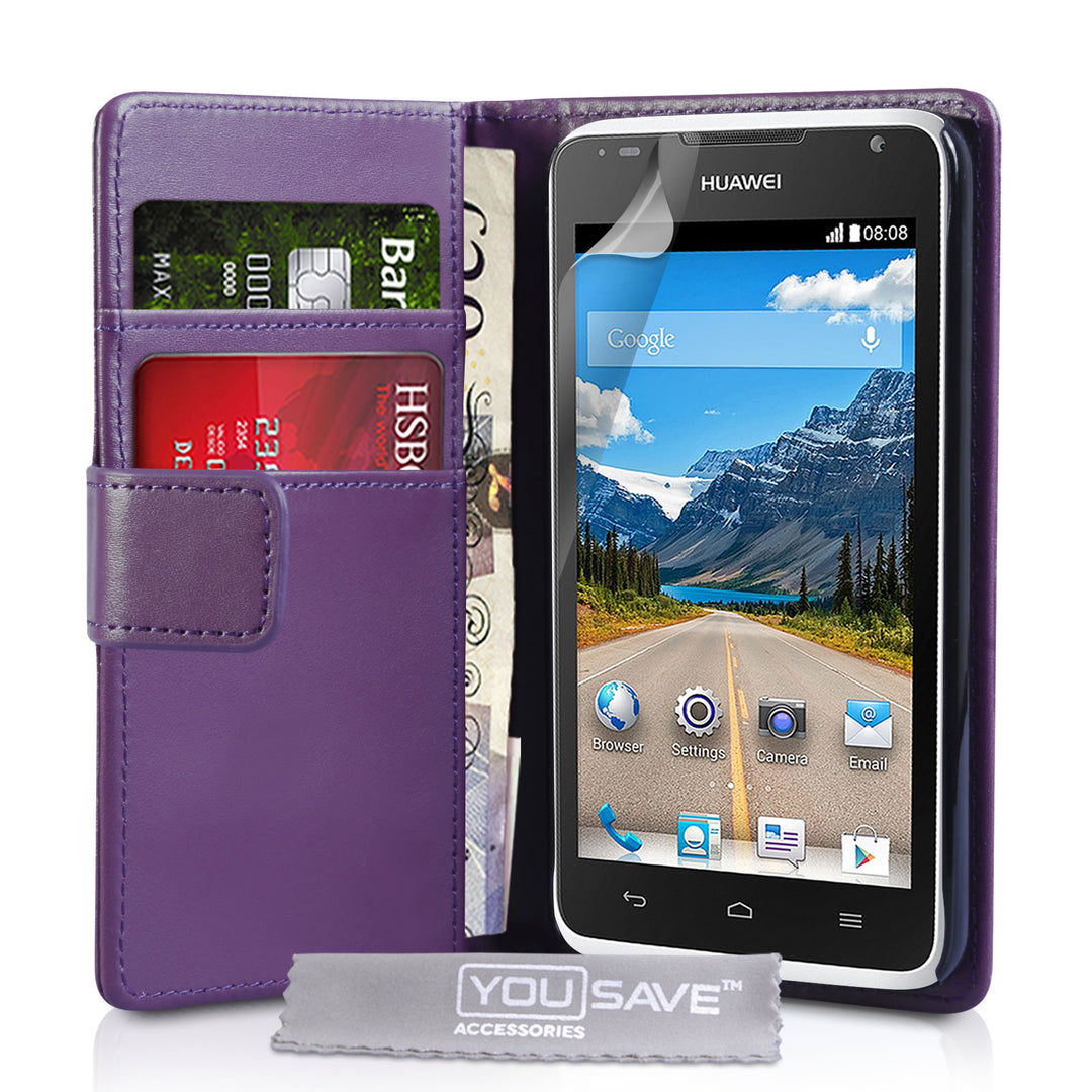 YouSave Huawei Ascend Y530 Leather-Effect Wallet Case - Purple