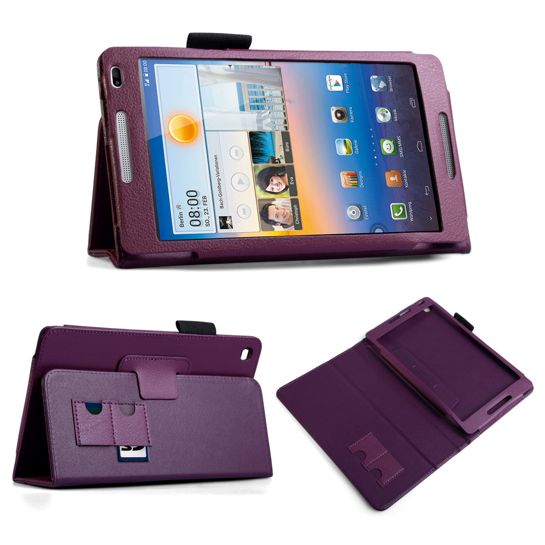 YouSave Huawei Mediapad M1 Textured Faux Leather Stand Case - Purple
