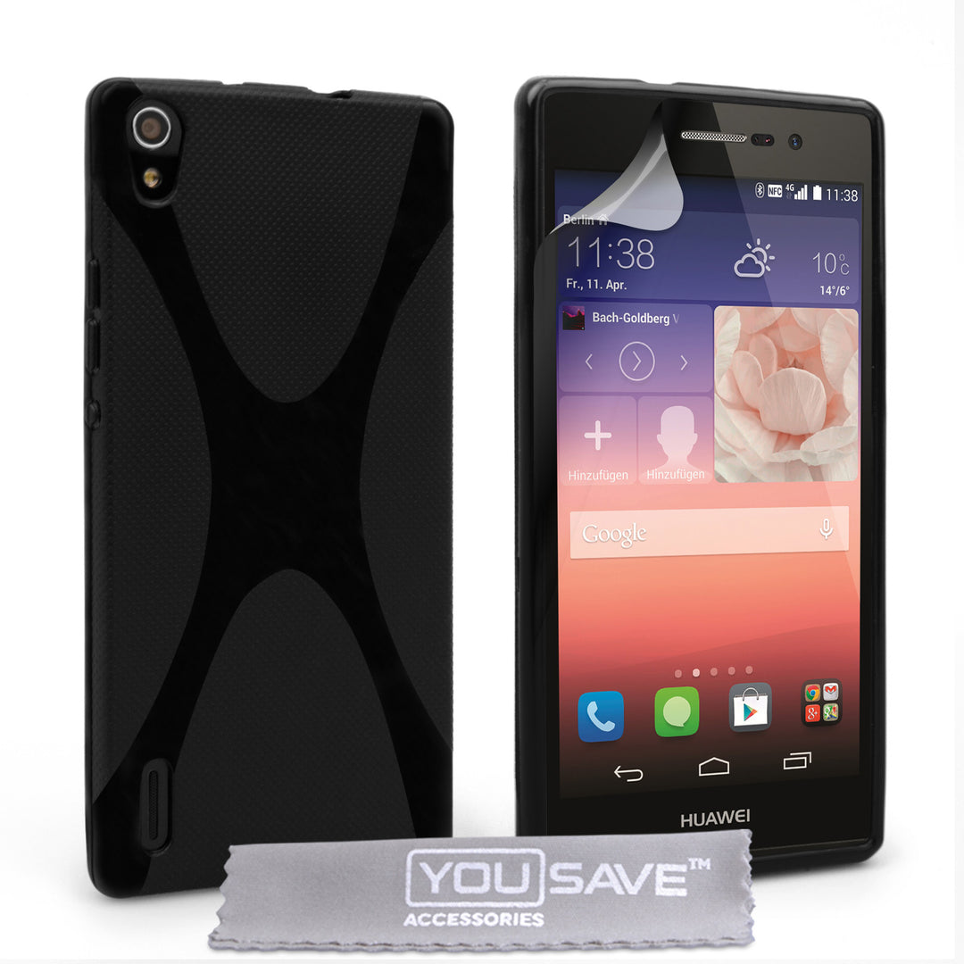 YouSave Accessories Huawei Ascend P7 Silicone Gel X-Line Case - Black