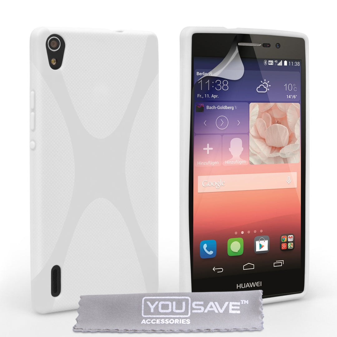 YouSave Accessories Huawei Ascend P7 Silicone Gel X-Line Case - White