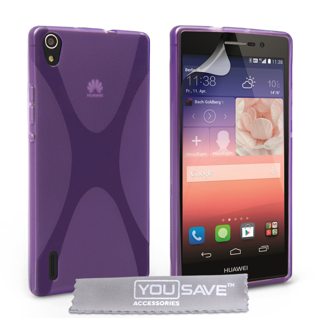 YouSave Accessories Huawei Ascend P7 Silicone Gel X-Line Case - Purple