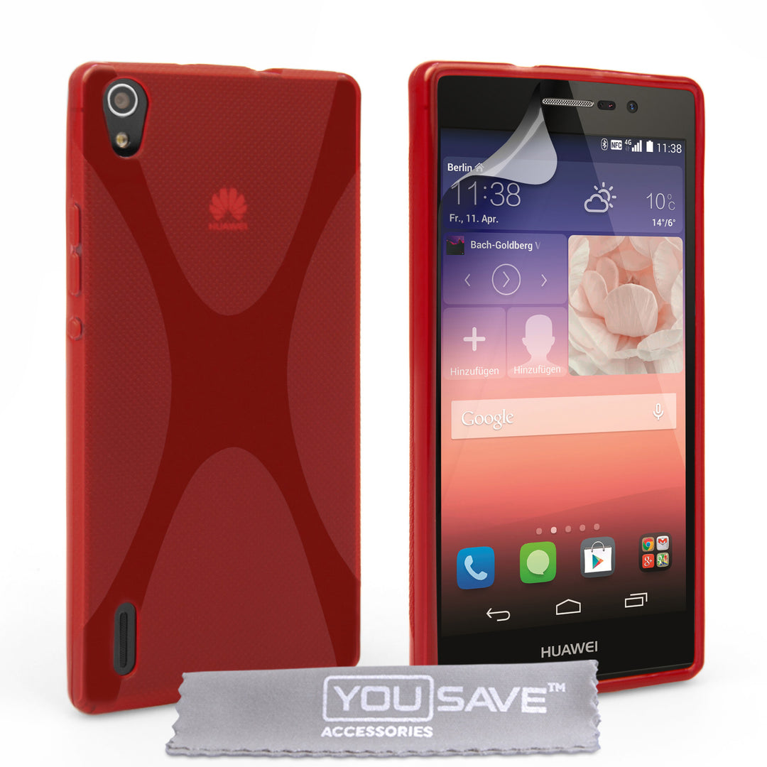 YouSave Accessories Huawei Ascend P7 Silicone Gel X-Line Case - Red