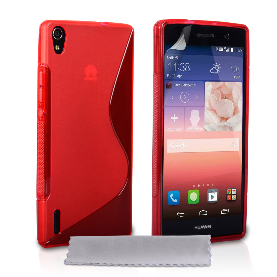 Caseflex Huawei Ascend P7 Silicone Gel S-Line Case - Red