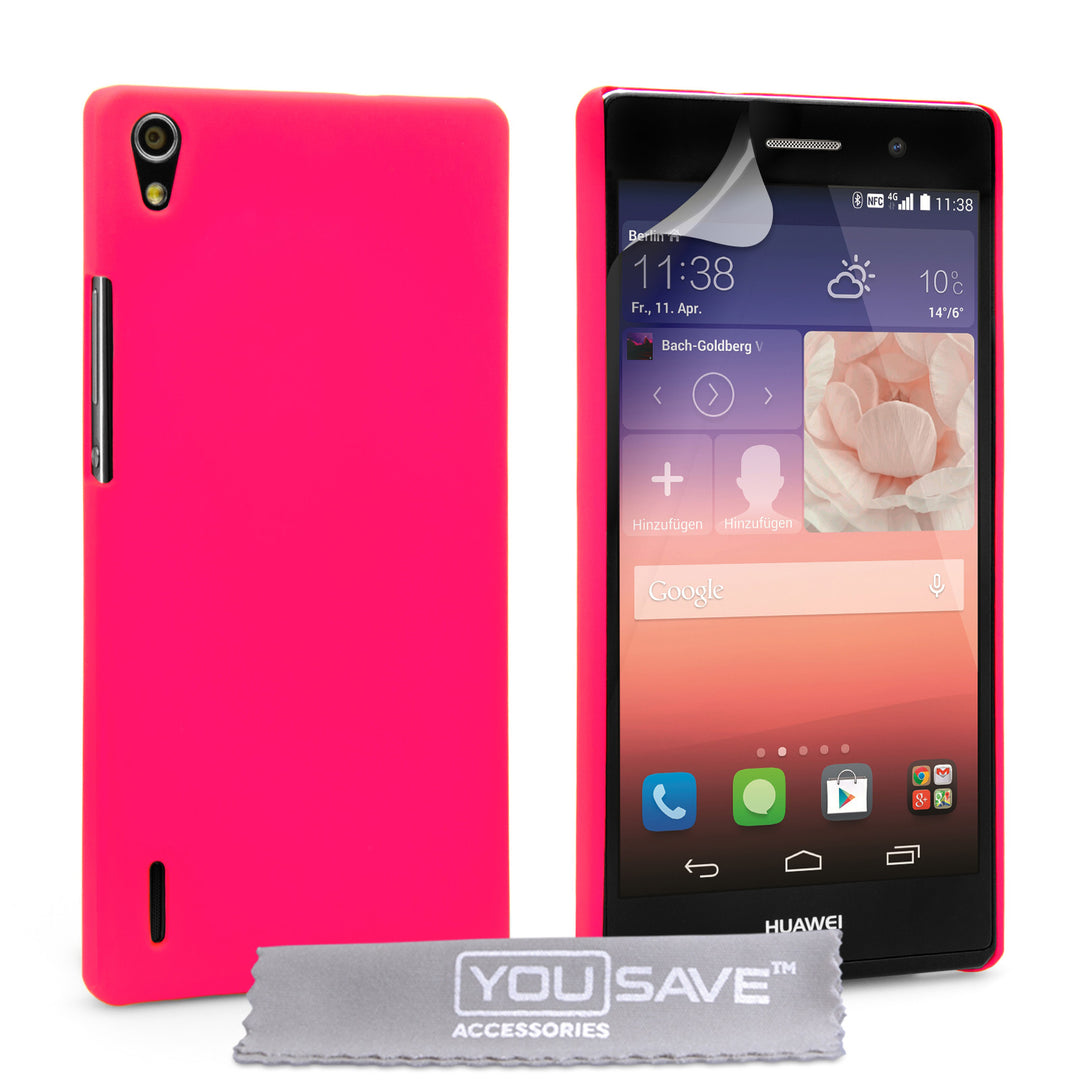 YouSave Accessories Huawei Ascend P7 Hard Hybrid Case - Hot Pink