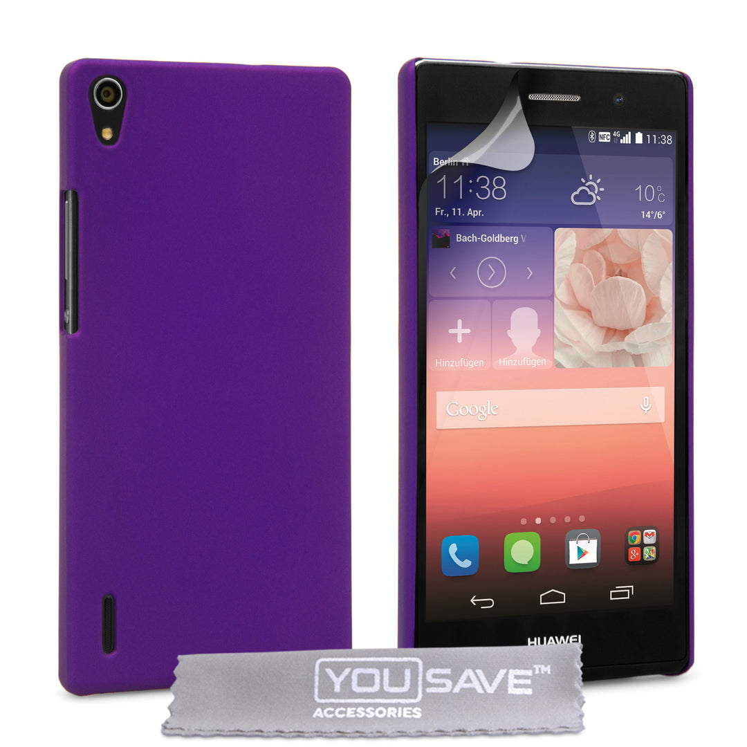 YouSave Accessories Huawei Ascend P7 Hard Hybrid Case - Purple
