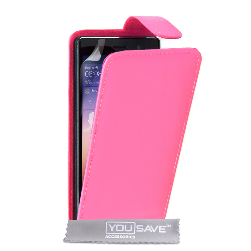 YouSave Huawei Ascend P7 Leather-Effect Flip Case - Hot Pink