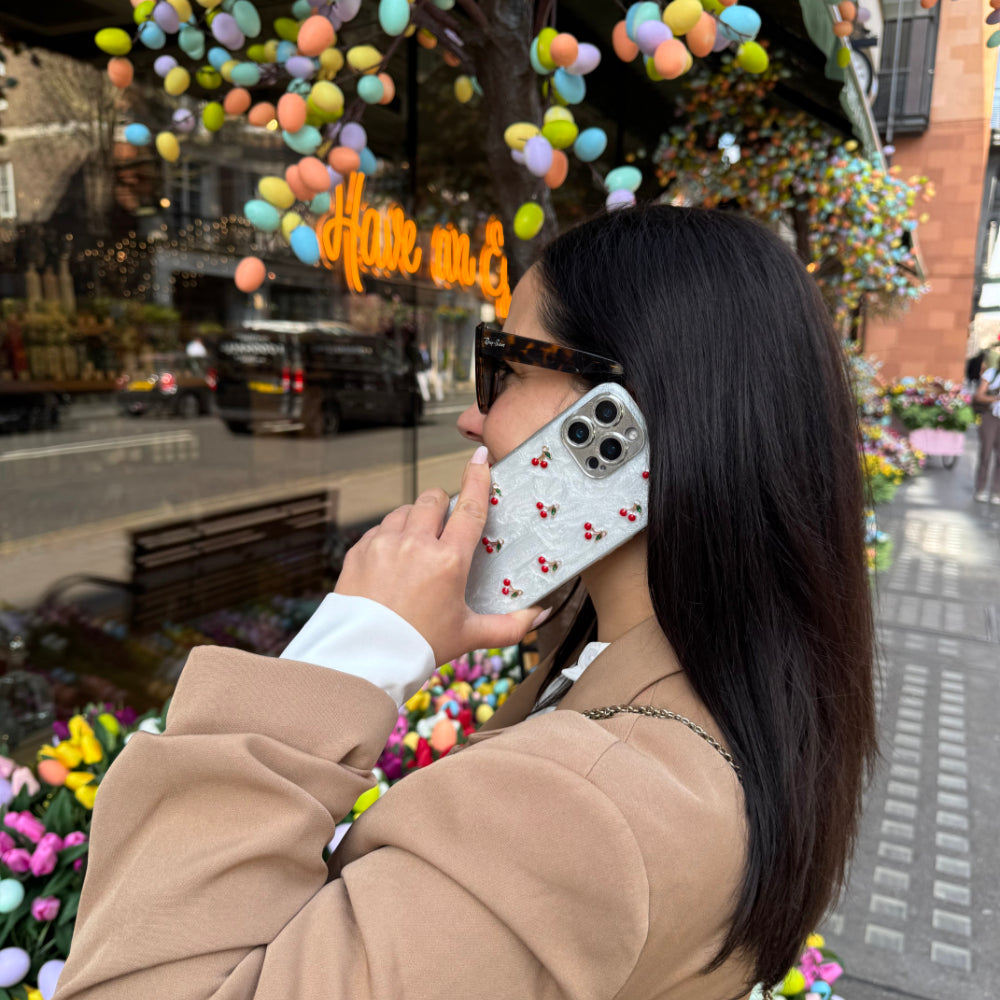 Cherry Luxe Pearl iPhone 16 Pro Case