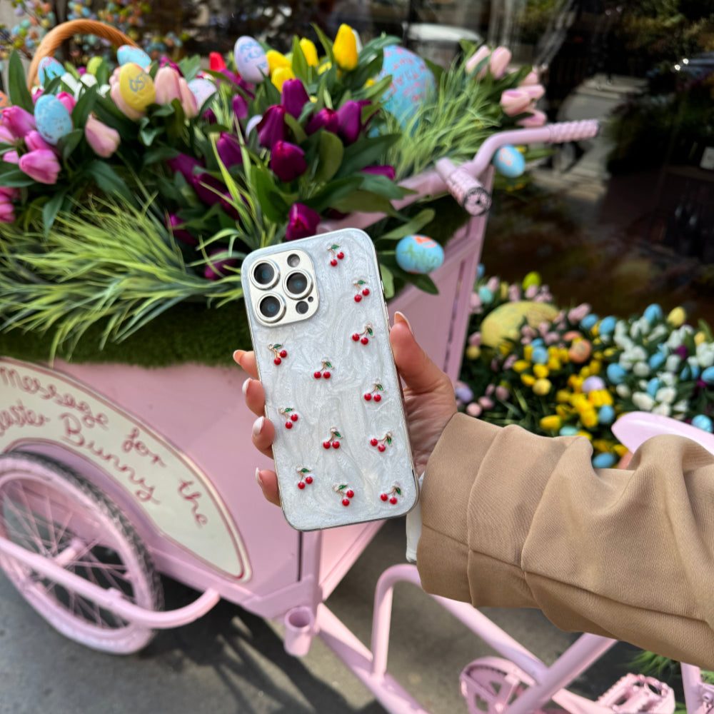 Cherry Luxe Pearl iPhone 16 Pro Case