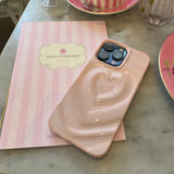Blush Pink Ripple Heart iPhone 16 Case