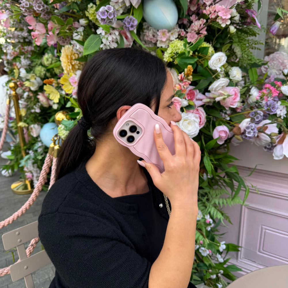 Blush Pink Wavy iPhone 17 Case Glossy & Shockproof