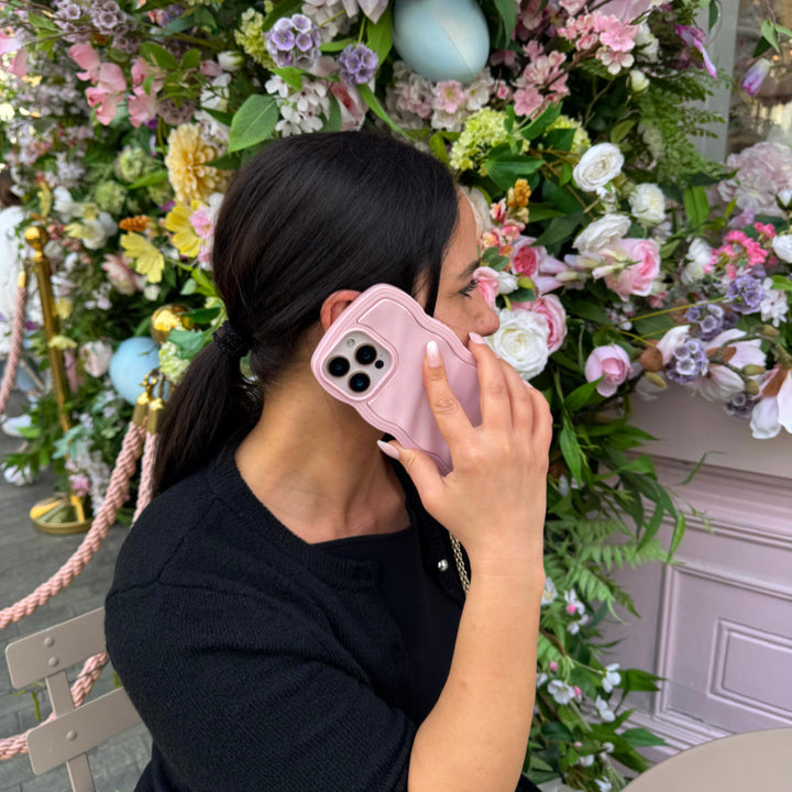 Blush Pink Wavy iPhone 17 Case Glossy & Shockproof