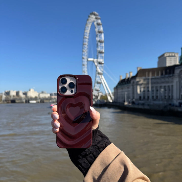 Burgundy Ripple Heart iPhone 17 Pro Max Case