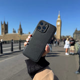 Black Lychee Vegan Leather iPhone 17 Pro Max Case