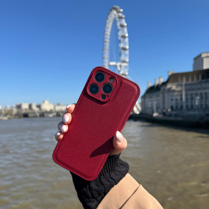 Mulberry Red Vegan Leather iPhone 17 Case