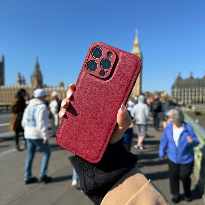 Mulberry Red Vegan Leather iPhone 17 Case