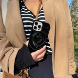Black Ripple Heart iPhone 16 Pro Case
