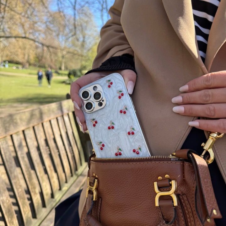 Cherry Luxe Pearl iPhone 16 Pro Case