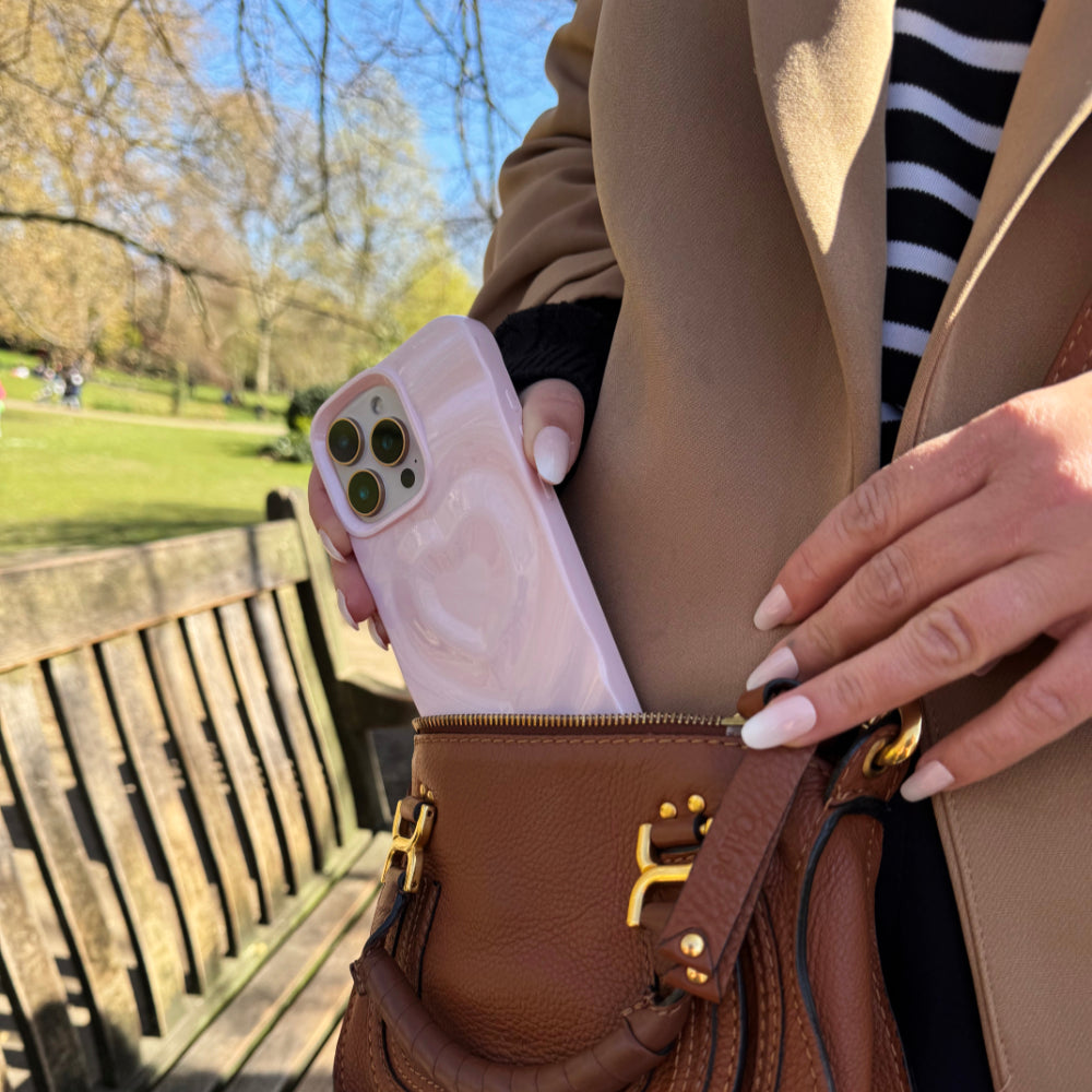 Blush Pink Ripple Heart iPhone 15 Pro Case