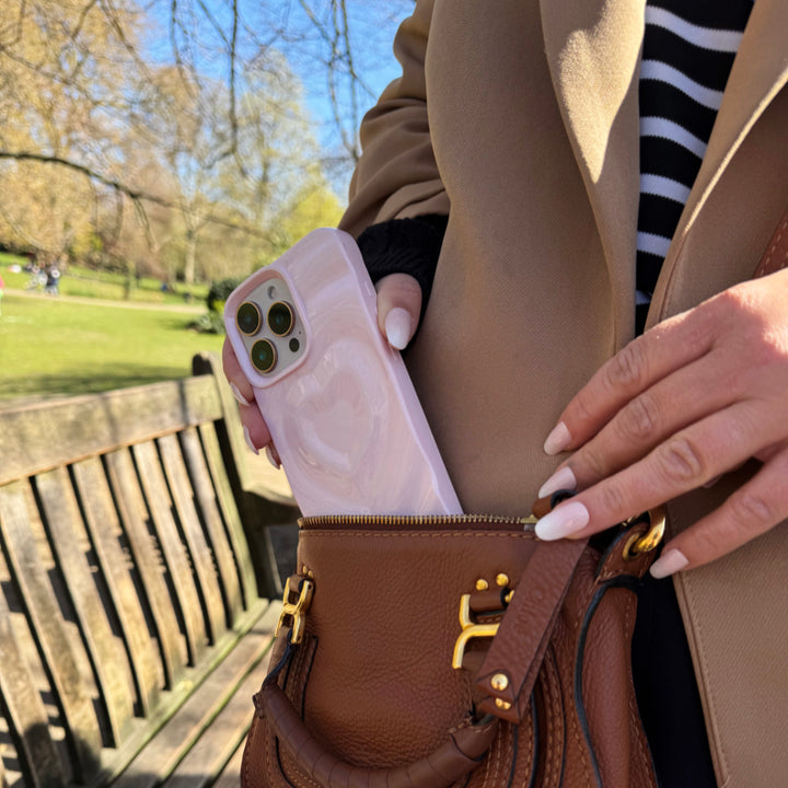 Blush Pink Ripple Heart iPhone 15 Pro Case
