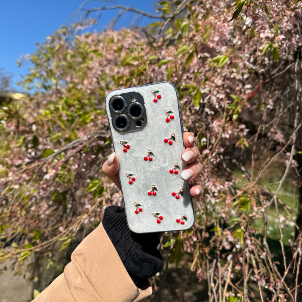Cherry Luxe Pearl iPhone 16 Pro Case