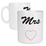 Mrs Love Heart Pattern, Mr & Mrs Couple Mug - Mobile Madhouse