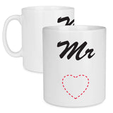 Mr Love Heart Pattern, Mr & Mrs Couple Mug - Mobile Madhouse