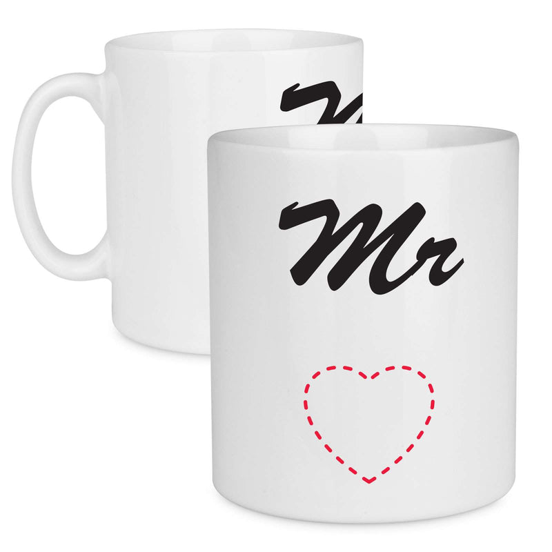 Mr Love Heart Pattern, Mr & Mrs Couple Mug - Mobile Madhouse