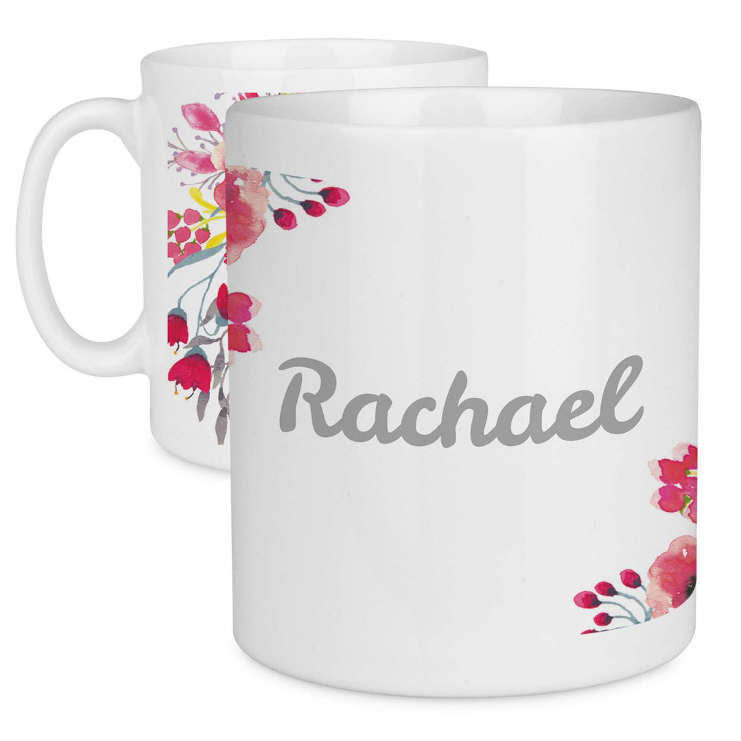Pink Poppy Flower Personalised Name Mug - Mobile Madhouse