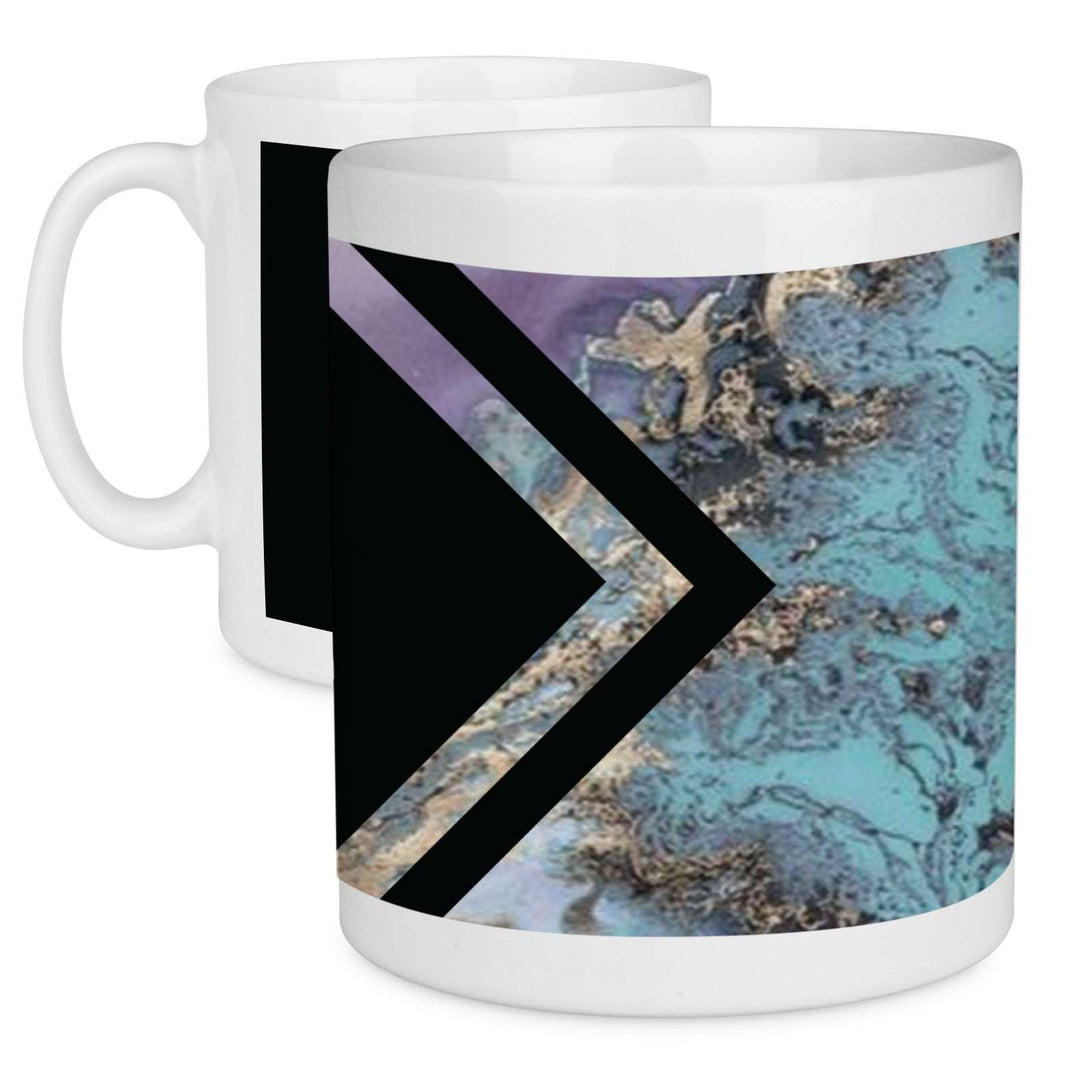 Personalised Initials Blue & Green Marble Design Mug - Mobile Madhouse