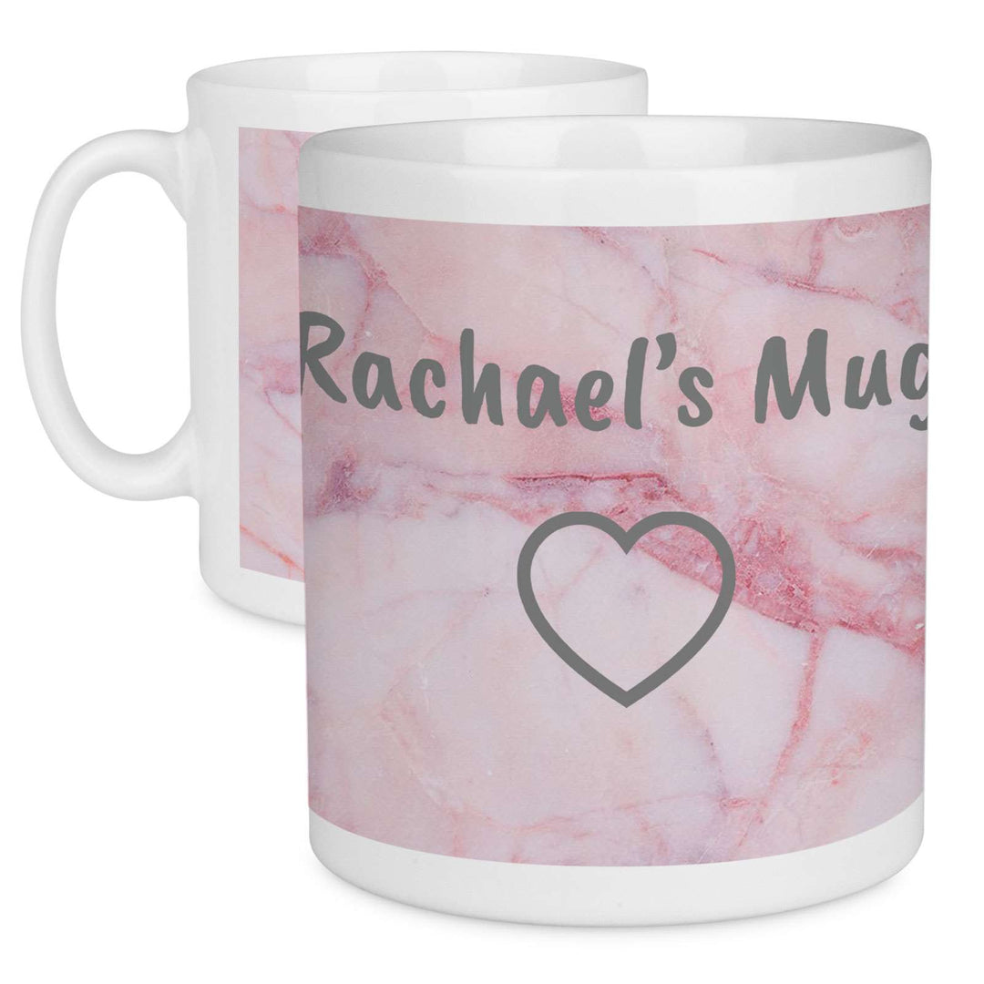 Personalised Name Pink Marble Effect Large Mug - Mobile Madhouse