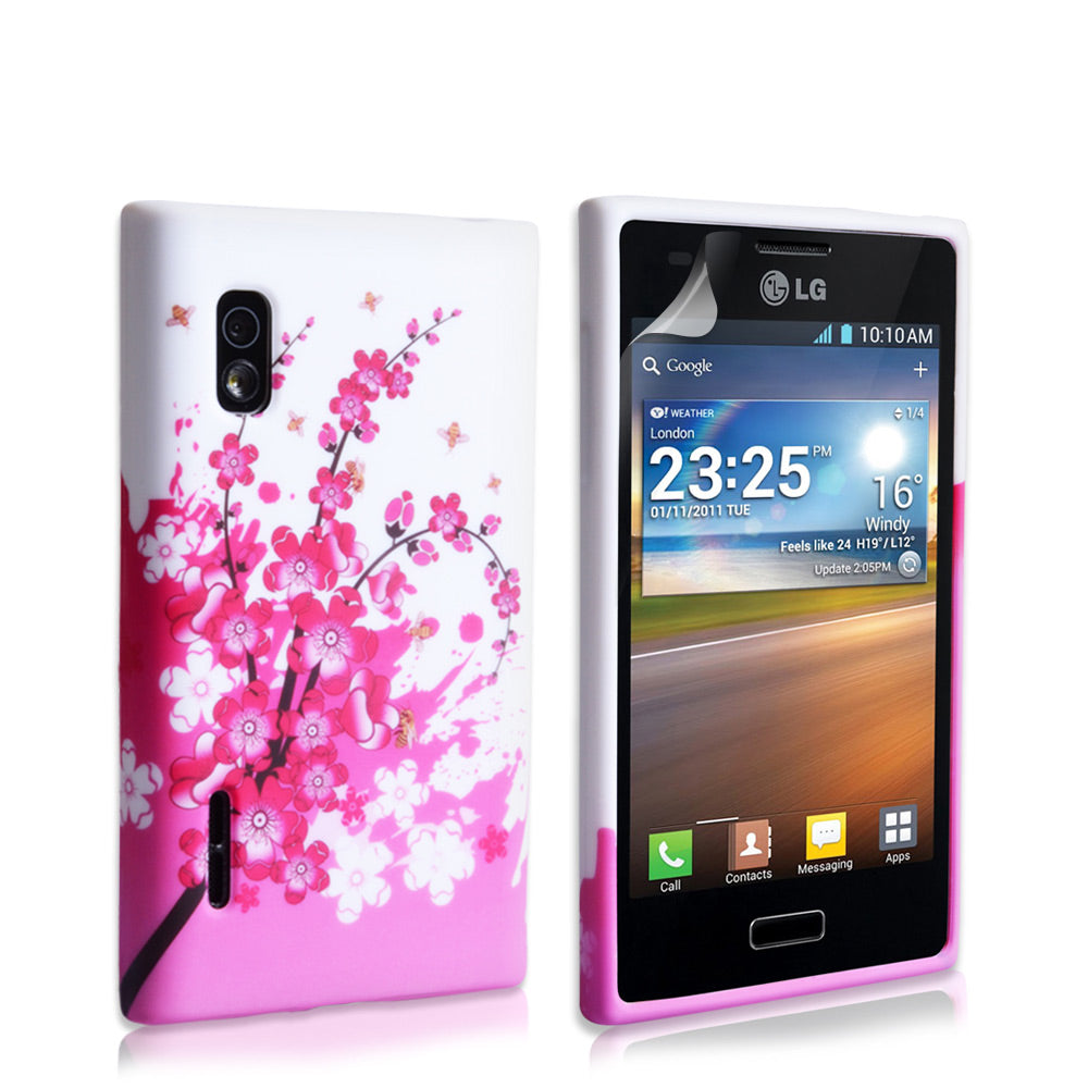 YouSave Accessories LG Optimus L5 Floral Bee Silicone Gel Case