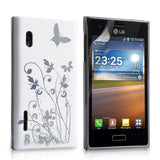 YouSave Accessories LG Optimus L5 White Butterfly IMD Hard Case 