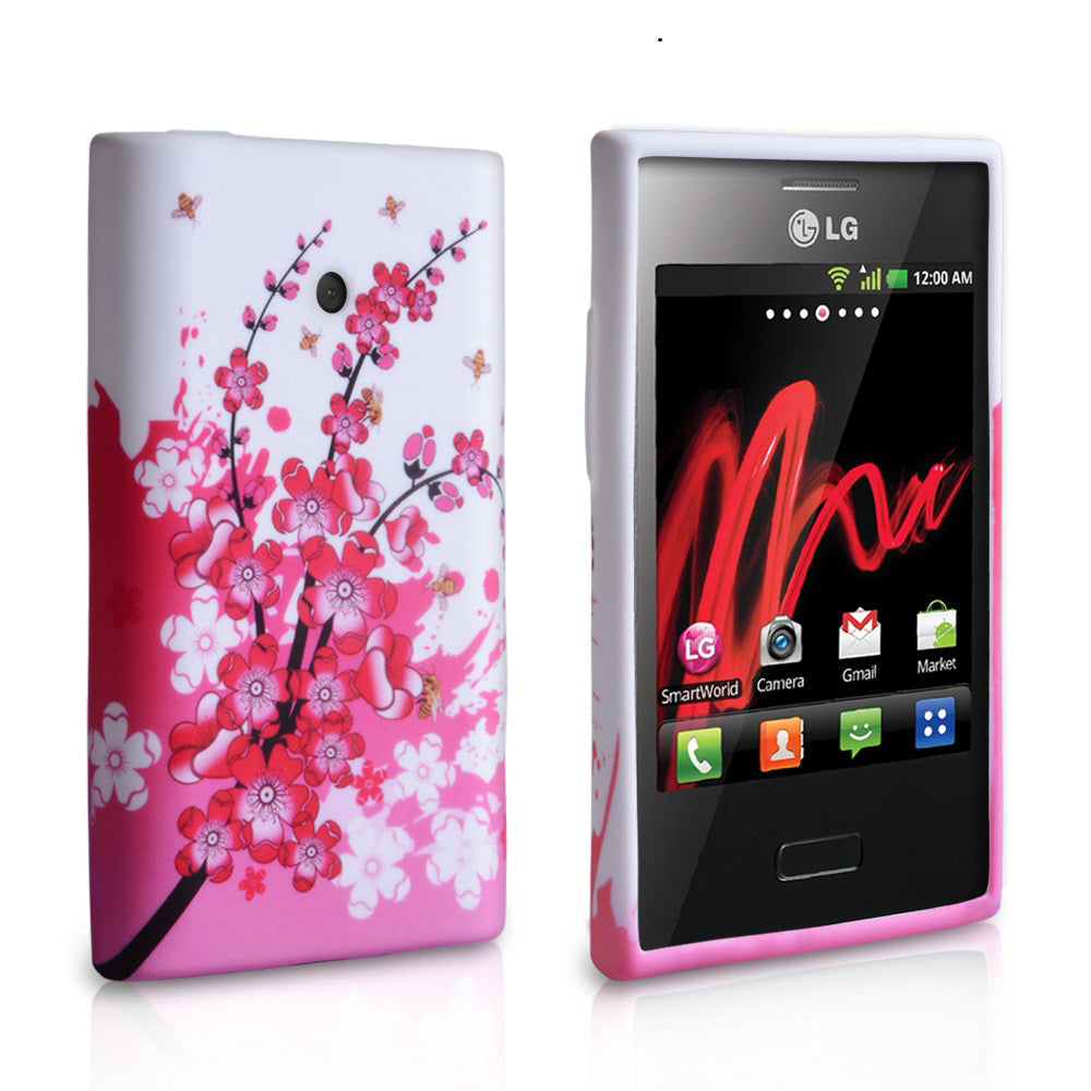 YouSave Accessories  LG Optimus L3 Floral Bee Silicone Gel Case