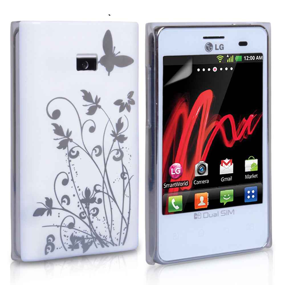 YouSave Accessories LG Optimus L3 White Butterfly IMD Hard Case 