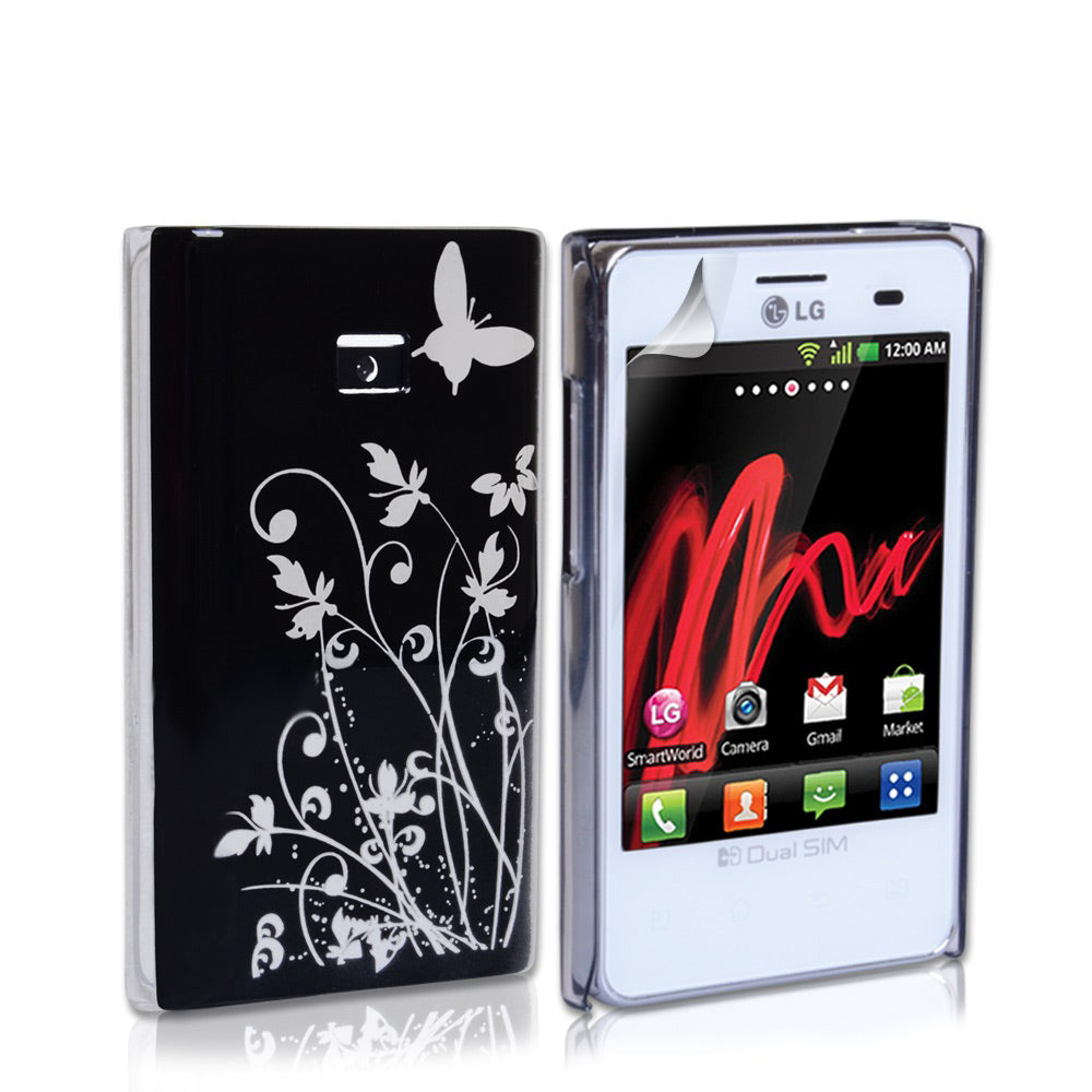 YouSave Accessories LG Optimus L3 Black Butterfly IMD Hard Case
