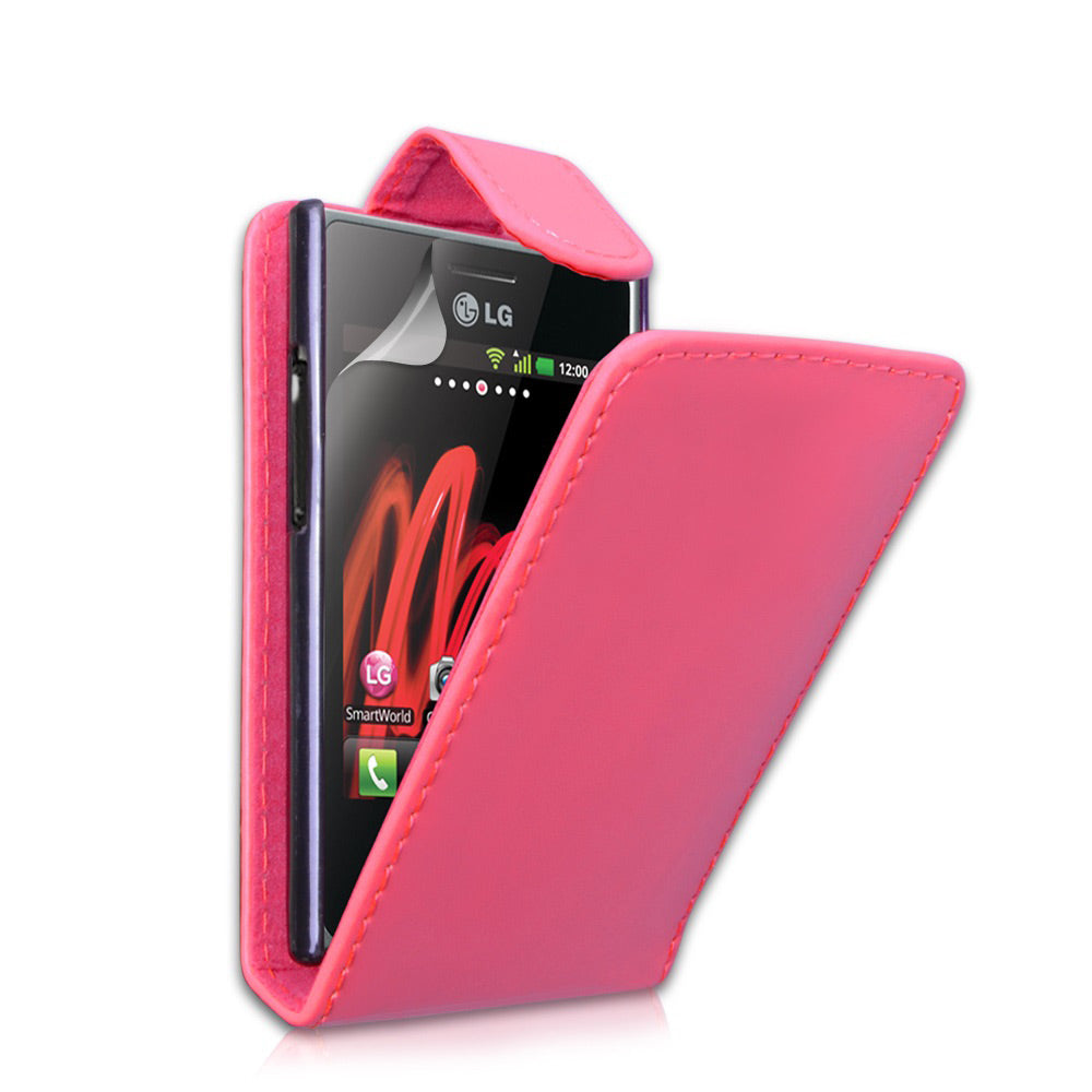 YouSave Accessories LG Optimus L3 Hot Pink Leather Effect Flip Case