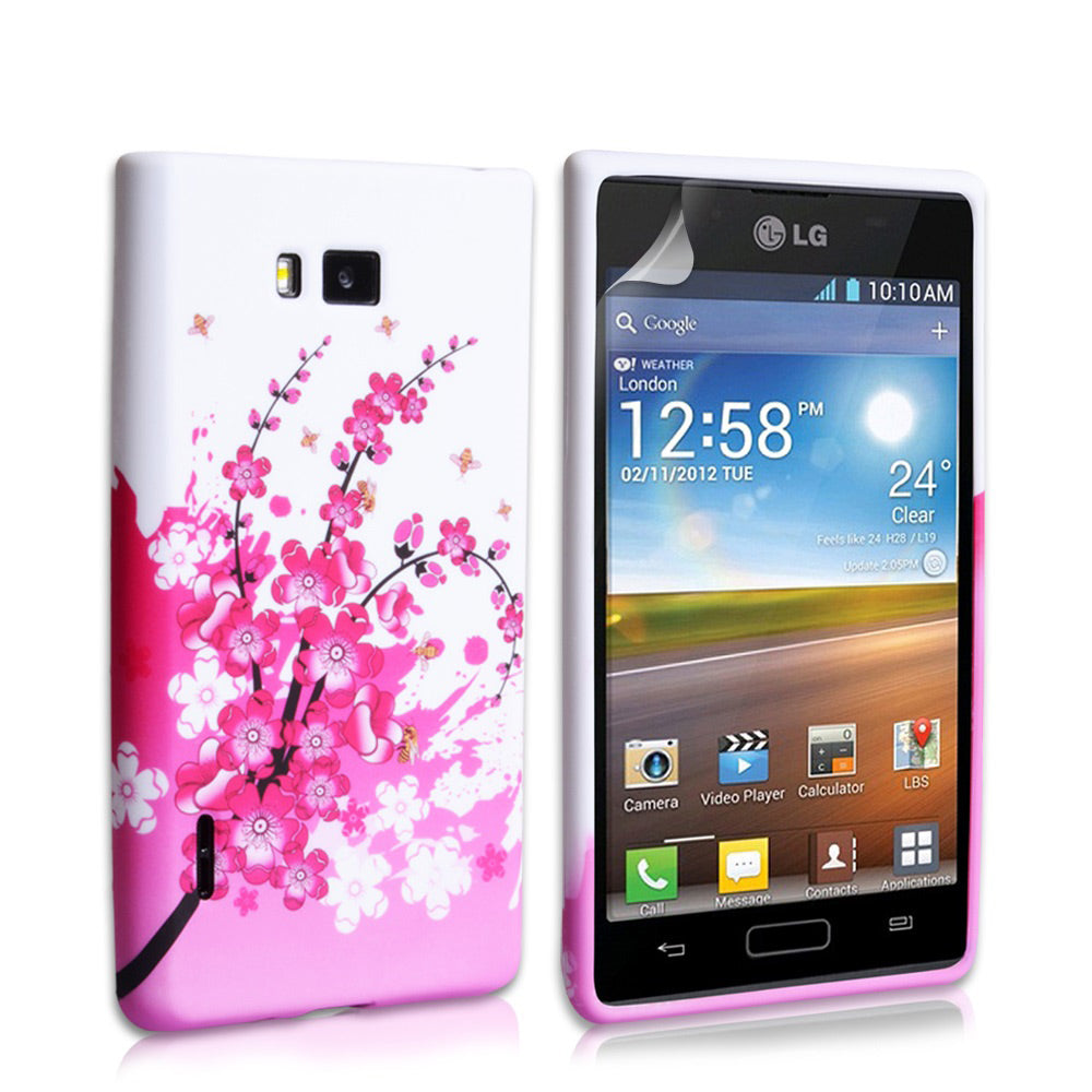 YouSave Accessories LG Optimus L7 Floral Bee Silicone Gel Case