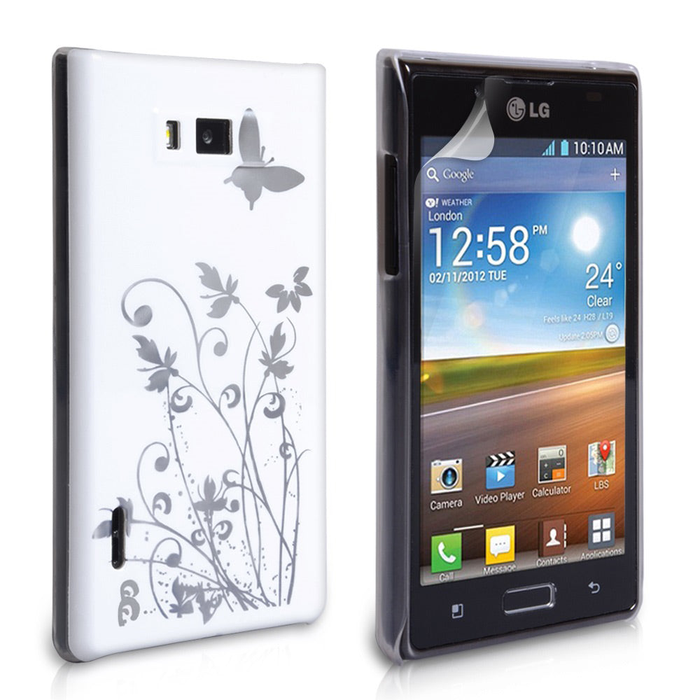 YouSave Accessories LG Optimus L7 White Butterfly IMD Hard Case