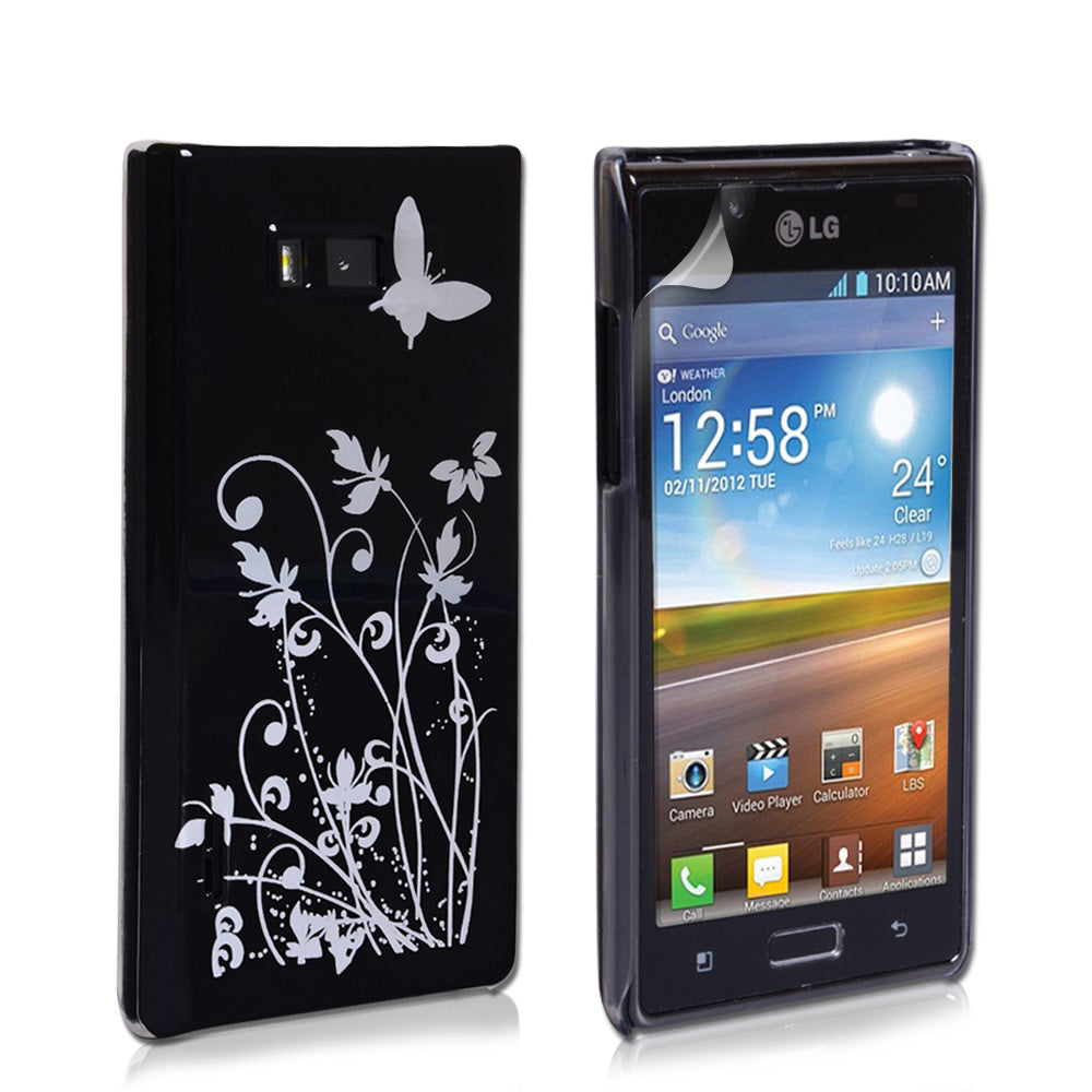 YouSave Accessories LG Optimus L7 Black Butterfly IMD Hard Case