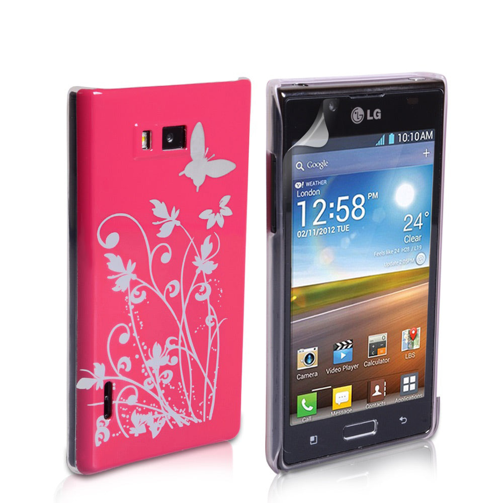 YouSave Accessories LG Optimus L7 Hot Pink Butterfly IMD Hard Case
