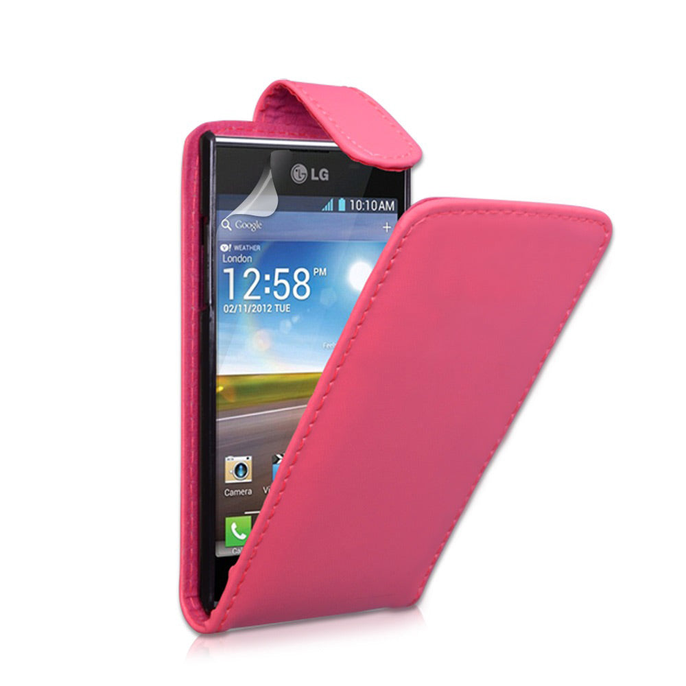 YouSave Accessories LG Optimus L7 Hot Pink Leather Effect Flip Case 