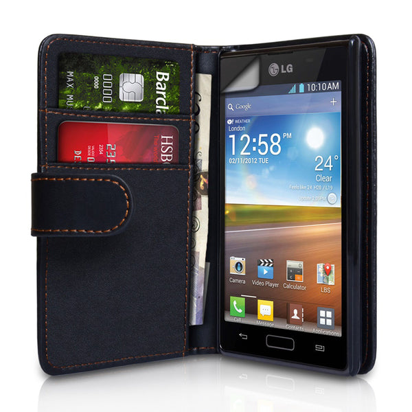 YouSave Accessories LG Optimus L7 Black Leather Effect Wallet Case