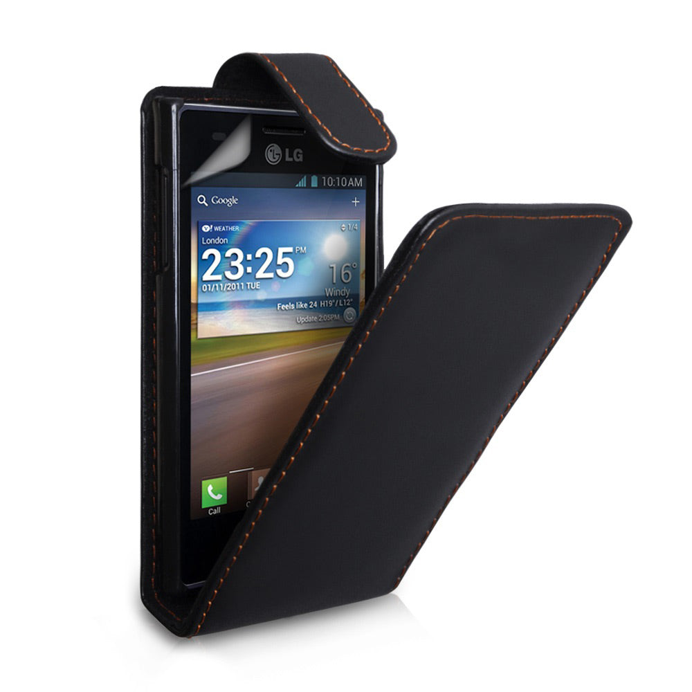 YouSave Accessories LG Optimus L5 Black Leather Effect Flip Case 