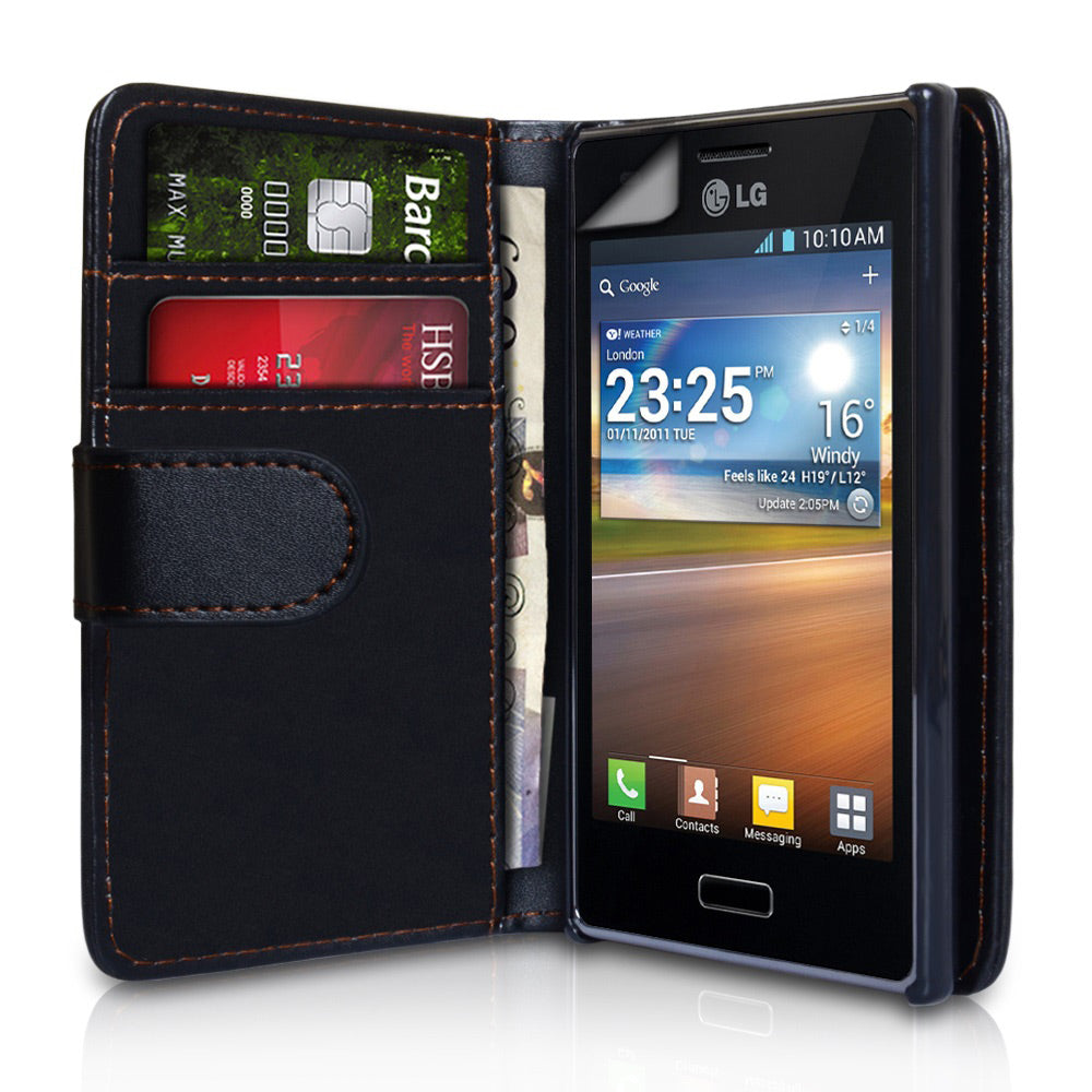 YouSave Accessories LG L5 Black Leather Effect Wallet Case