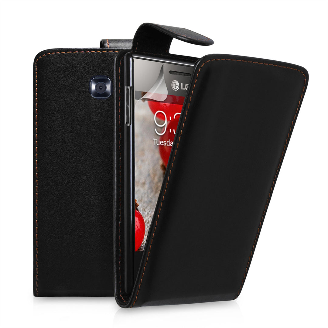 YouSave Accessories LG Optimus L3 II Black Leather Effect Flip Case 